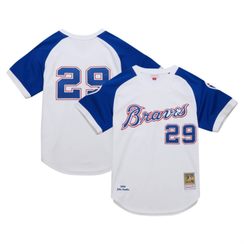 Mens Mitchell & Ness John Smoltz White Atlanta Braves 2004 Cooperstown Collection Authentic Throwback Jersey