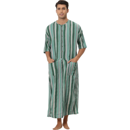 Lars Amadeus Striped Nightshirts For Mens Contrast Colors Short Sleeves Button Down Stripes Nightgown
