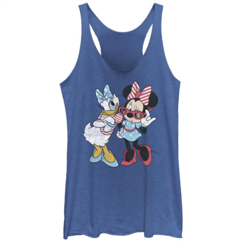 Disneys Minnie Mouse and Daisy Duck Juniors Americana Fashion Graphic Racerback Tank