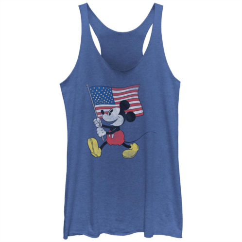 Disneys Mickey Mouse Juniors Waving USA Flag Graphic Racerback Tank