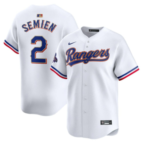 Nitro USA Mens Nike Marcus Semien White Texas Rangers 2024 Gold Collection Limited Player Jersey