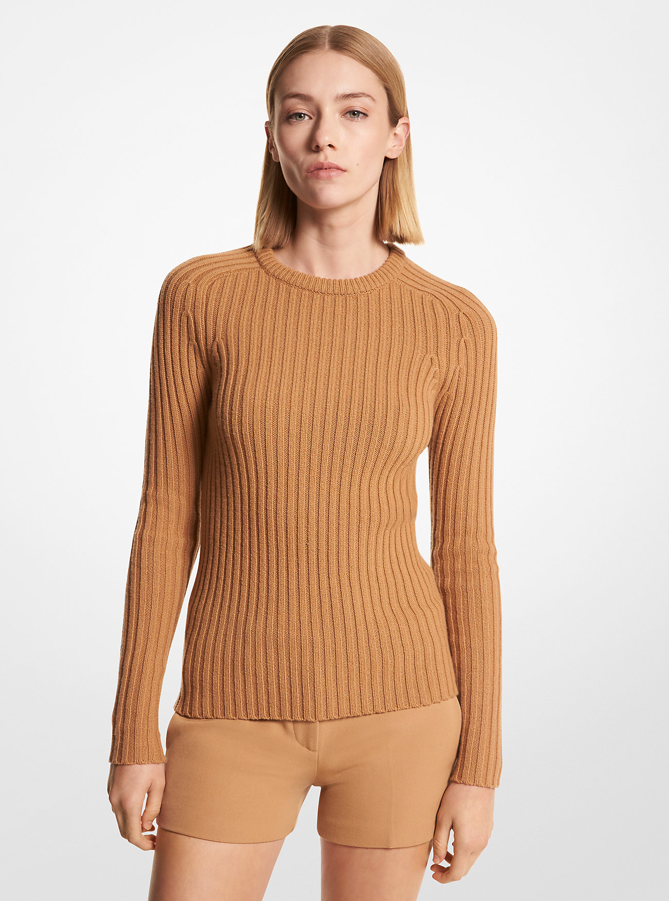 Michaelkors Ribbed Stretch Cashmere Sweater