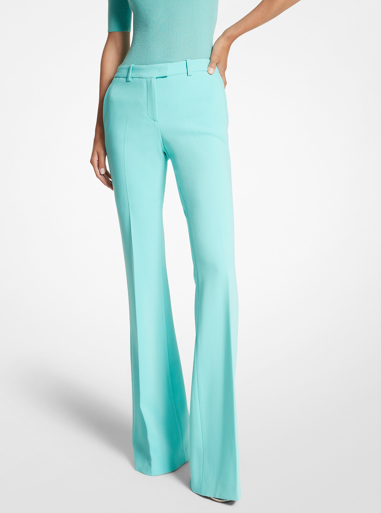 Michaelkors Haylee Stretch Pebble Crepe Flared Trousers