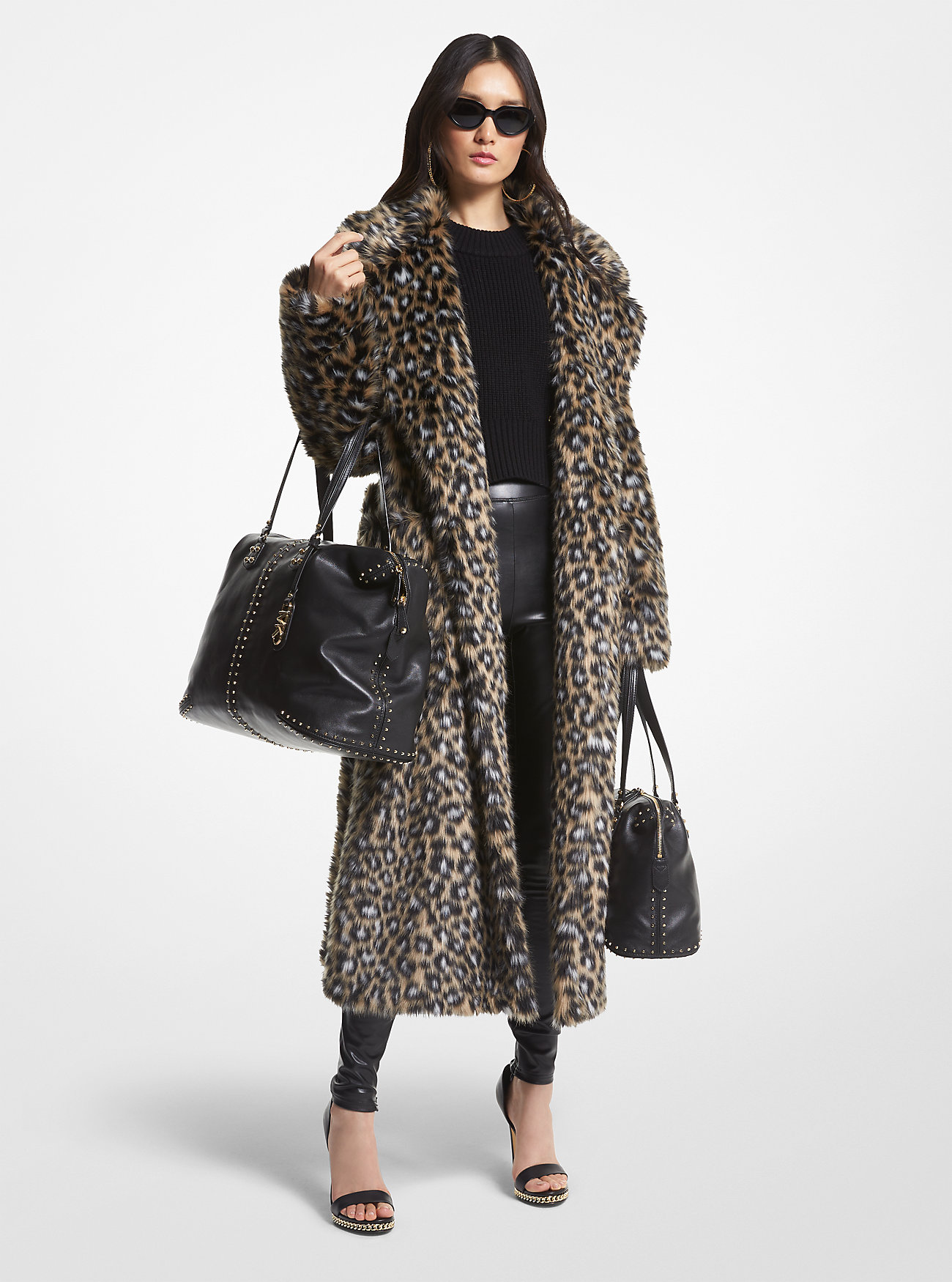 Michaelkors Leopard Print Faux Fur Robe Coat