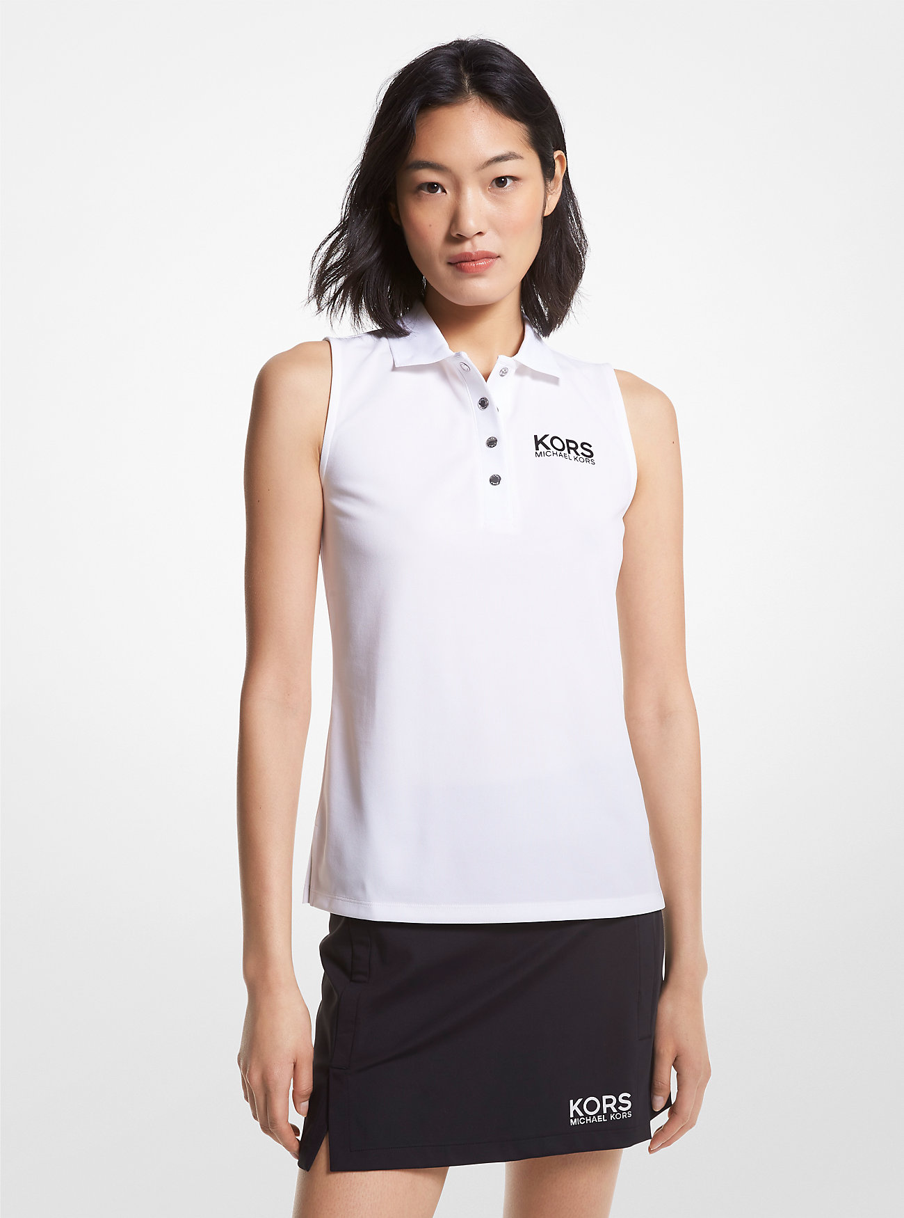 Michaelkors Golf Logo Pique Sleeveless Polo Shirt