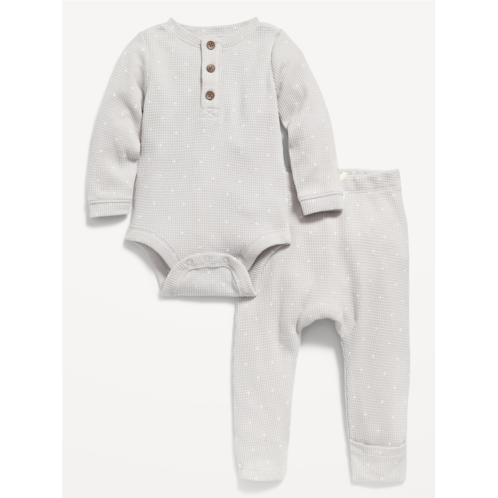 Oldnavy Unisex Thermal-Knit Henley Bodysuit and Leggings for Baby