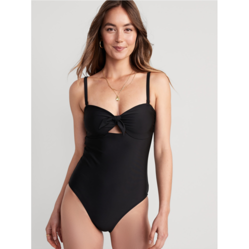 Oldnavy Tie-Front Keyhole Bandeau-Style One-Piece Swimsuit