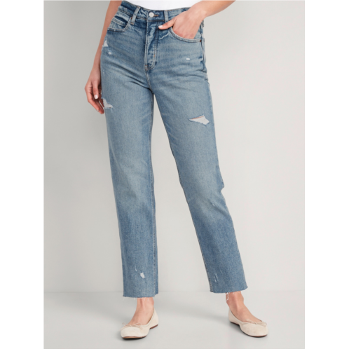 Oldnavy Extra High-Waisted Button-Fly Cut-Off Straight Jeans for Women