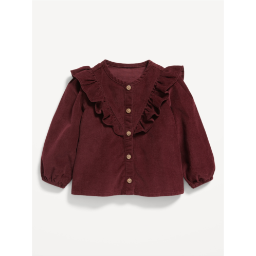 Oldnavy Corduroy Long-Sleeve Ruffle-Trim Button-Front Top for Baby