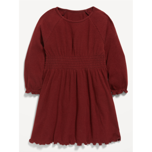 Oldnavy Long-Sleeve Rib-Knit Smocked-Waist Dress for Toddler Girls