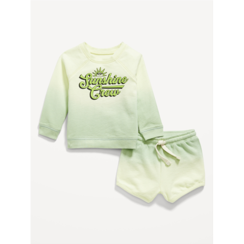 Oldnavy French Terry Graphic Sweatshirt and Shorts Set for Baby