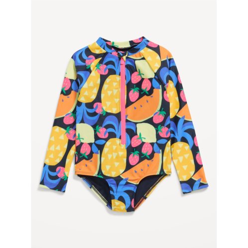 Oldnavy Printed Zip-Front Rashguard One-Piece Swimsuit for Toddler Girls
