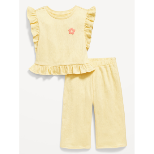 Oldnavy Short-Sleeve Ruffle-Trim Top and Wide-Leg Pants for Baby Hot Deal