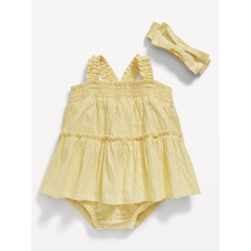 Oldnavy Sleeveless Smocked Bodysuit Dress and Headband Set for Baby