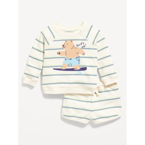 Oldnavy Crew-Neck Graphic Sweatshirt and Shorts Set for Baby Hot Deal