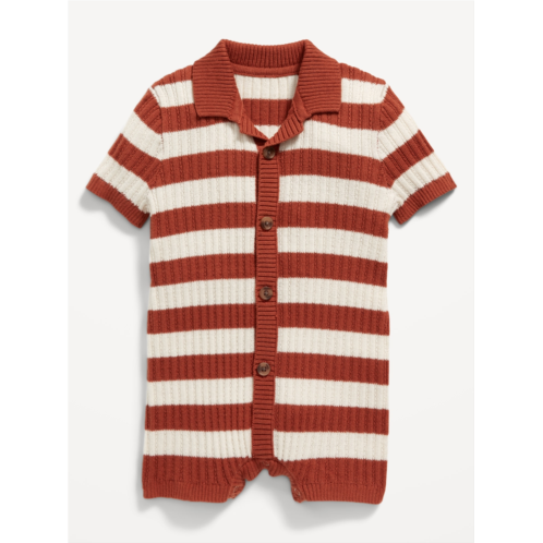 Oldnavy Striped Sweater-Knit Button-Front Romper for Baby