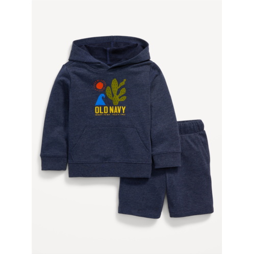 Oldnavy Logo-Graphic Hoodie and Shorts Set for Toddler Boys