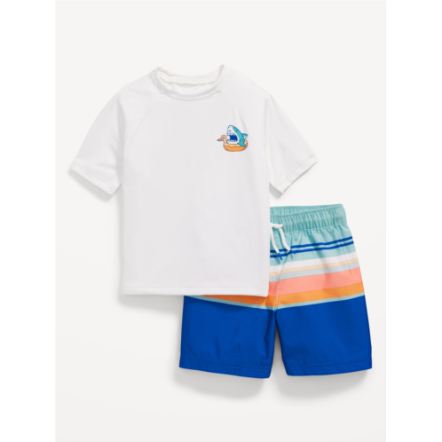 Oldnavy Graphic Rashguard Swim Top & Trunks for Toddler Boys