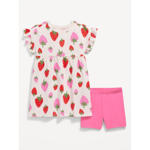 Oldnavy Printed Flutter-Sleeve Dress and Biker Shorts Set for Toddler Girls Hot Deal
