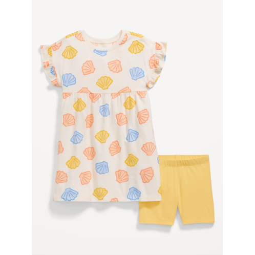 Oldnavy Printed Flutter-Sleeve Dress and Biker Shorts Set for Toddler Girls Hot Deal
