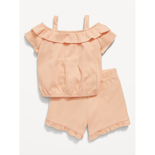 Oldnavy Off-The-Shoulder Ruffled Top and Shorts Set for Toddler Girls