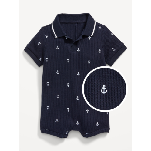 Oldnavy Printed Thermal-Knit Polo Romper for Baby