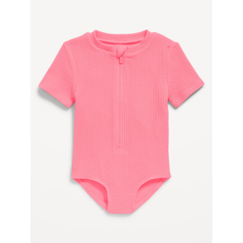 Oldnavy Textured Zip-Front Rashguard One-Piece Swimsuit for Toddler Girls