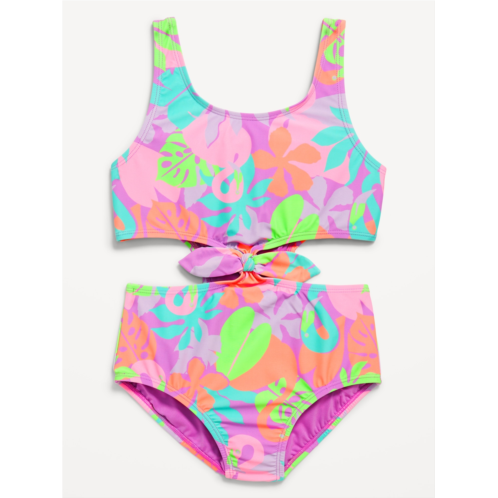 Oldnavy Printed Side Cutout Tie-Knot One-Piece Swimsuit for Girls