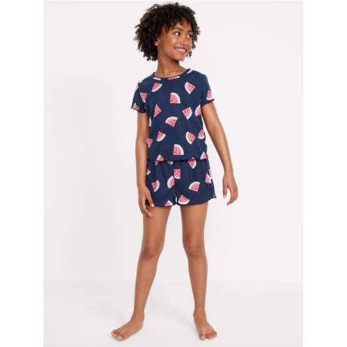 Oldnavy Printed Rib-Knit Pajama Top and Shorts Set for Girls