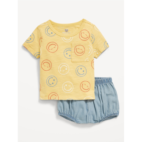 Oldnavy Little Navy Organic-Cotton Pocket T-Shirt and Shorts Set for Baby