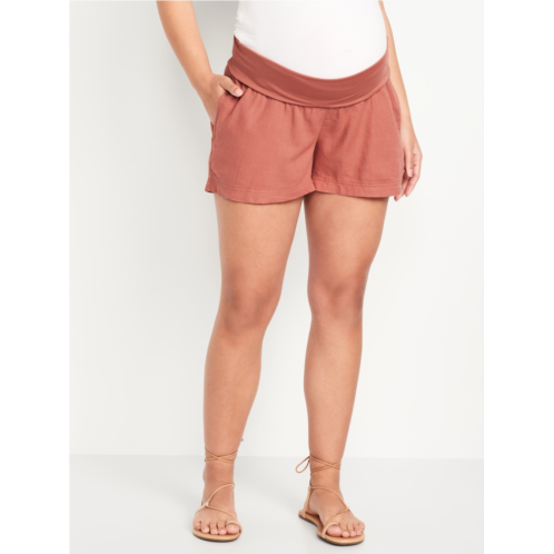 Oldnavy Maternity Rollover-Waist Linen Blend Shorts -- 3.5-inch inseam Hot Deal