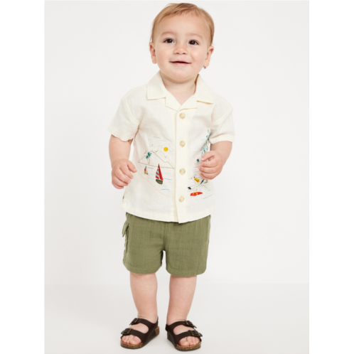 Oldnavy Short-Sleeve Linen-Blend Graphic Camp Shirt for Baby