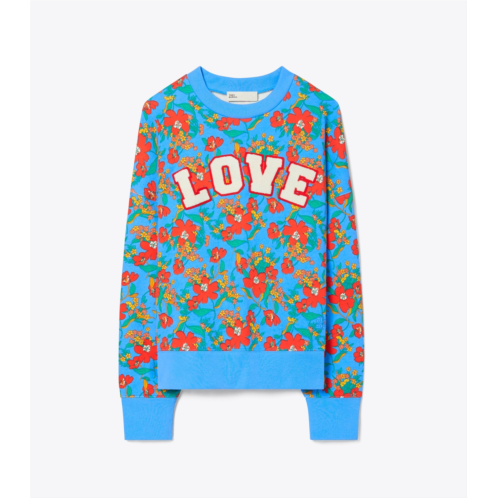 Tory Burch HEAVY FRENCH TERRY PRINTED LOVE CREW