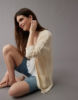 American Eagle AE Oversized Open-Front Knit Cardigan