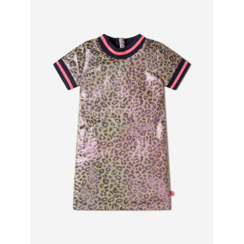 Billieblush girls short sleeve faux leather dress in leopard print