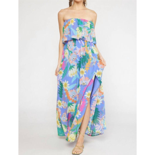Entro away we go patterned maxi dress in blue floral