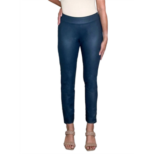 Krazy Larry womens pull on pleather pants in navy