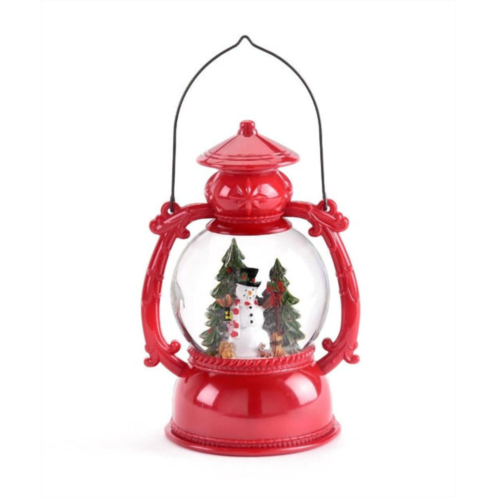 Giftcraft snowman lantern led water snowglobe in red