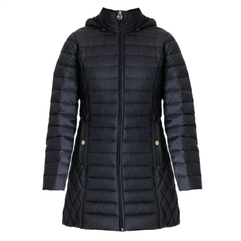 MICHAEL KORS hooded down packable jacket coat with removable hood in black