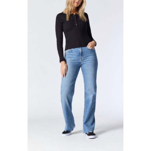 Mavi victoria wide leg jeans in brushed recycled blue