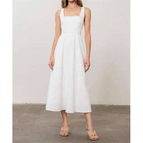 MOON RIVER scallop smock dress in white