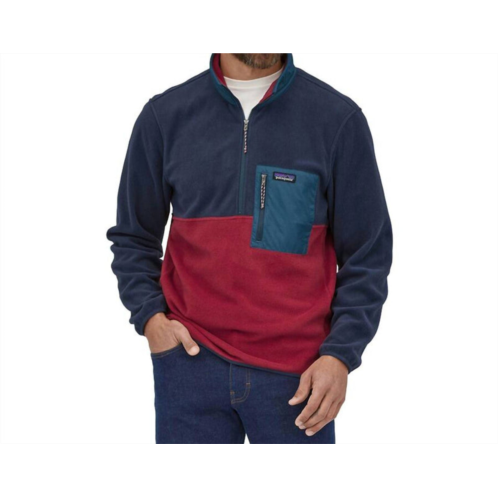 Patagonia microdini pullover in blue and red