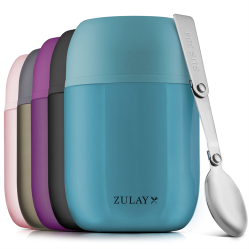Zulay Kitchen 16oz leakproof double lid thermal containers with collapsible spoon