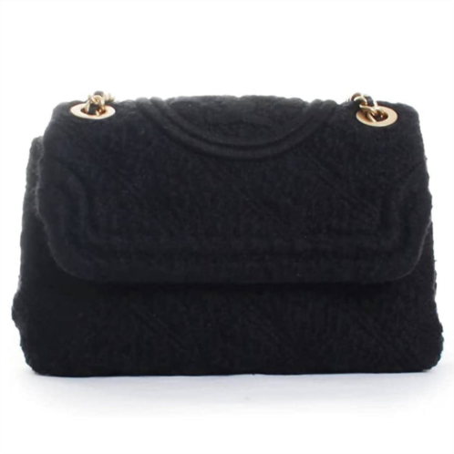 TORY BURCH womens fleming soft boucle small convertible shoulder bag in black