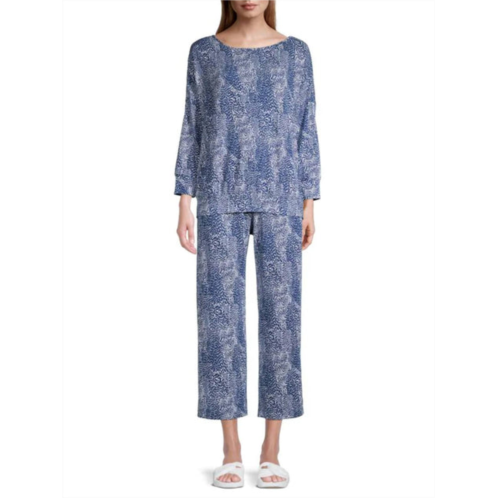 In Bloom piper collection pajama set in blue print
