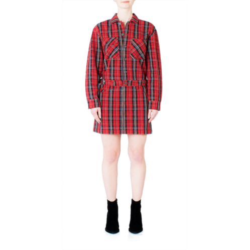 CURRENT/ELLIOTT the jumpsuit dress in red tartan plaid