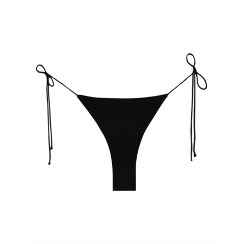 MIKOH belona thin string tie side bikini bottom in noir