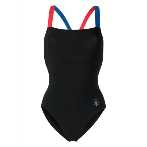 TORY BURCH colorblocked one-piece tank swimsuit in black