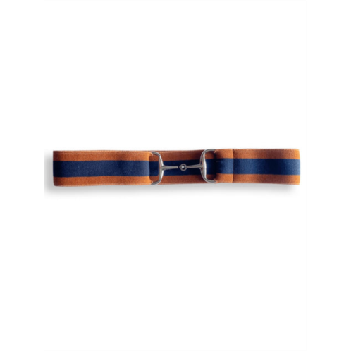 TIANA womens elastic belt with 1.5 silver buckle in brown/navy