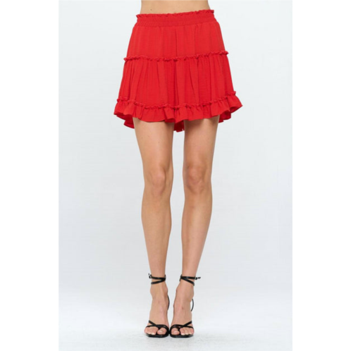 ADRIENNE ruffle skirt in red